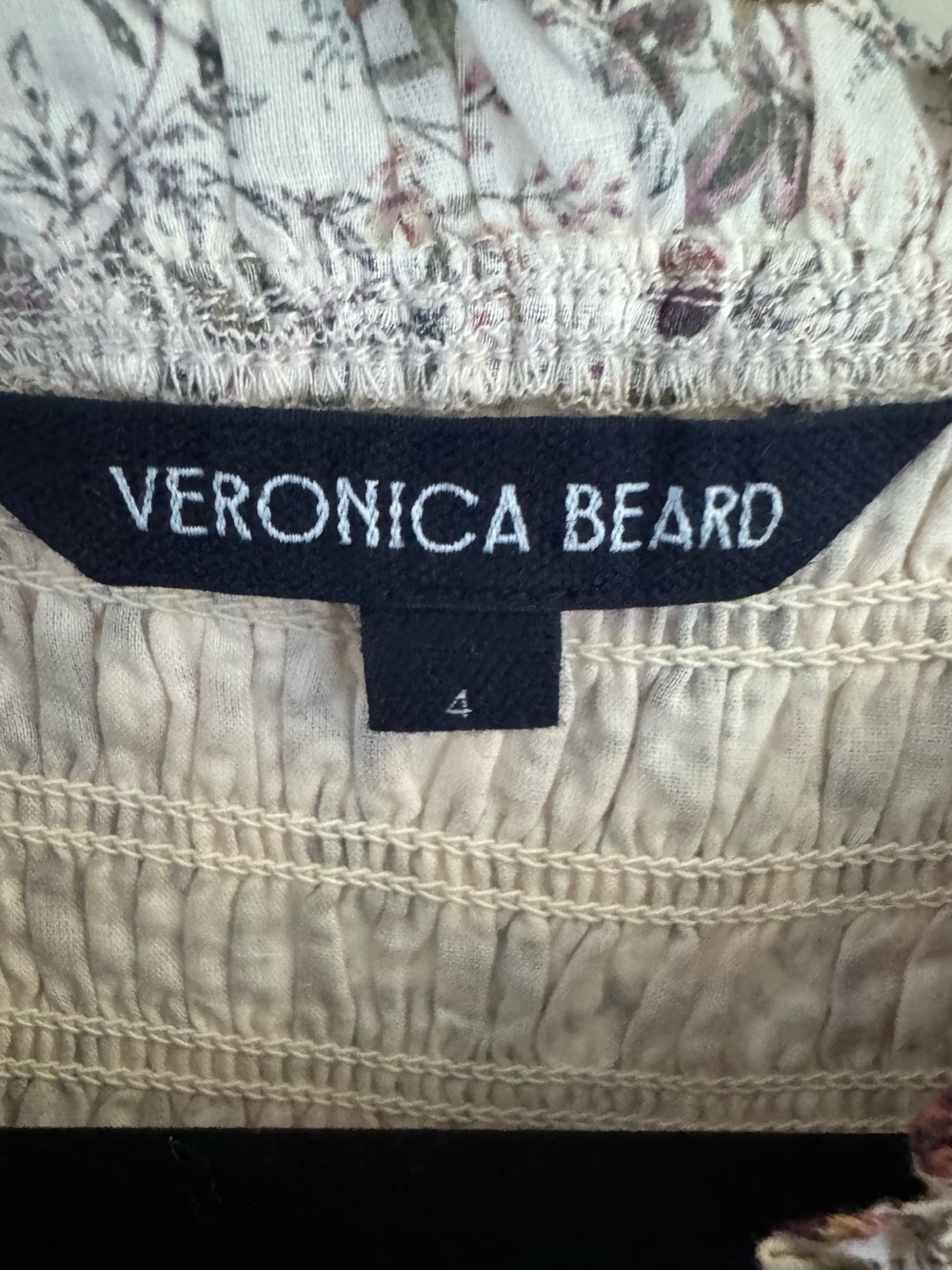 Veronica Beard Farha Floral Smocked Mini Bodycon Dress | Size 4 - Picture 5 of 7